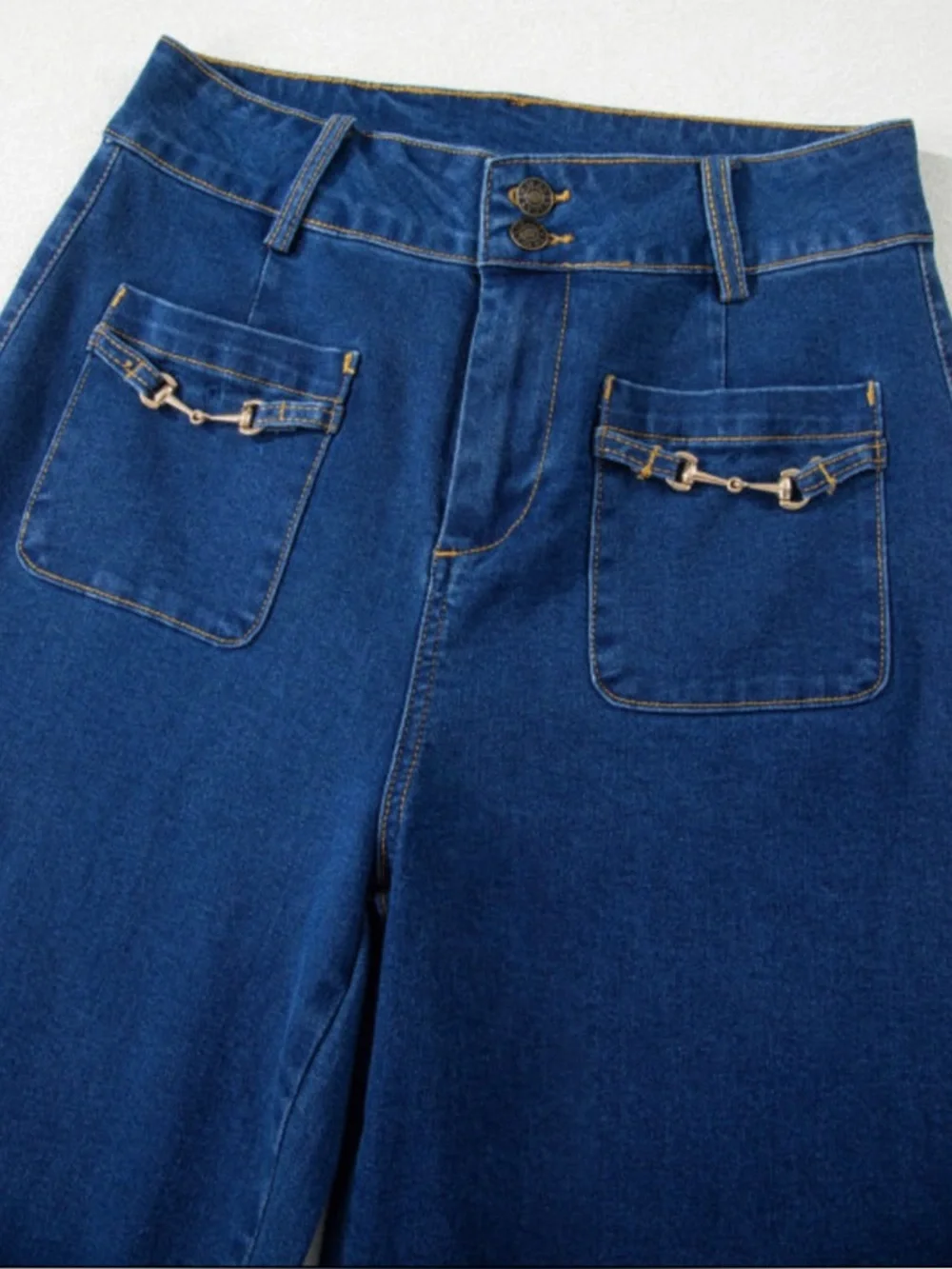Sail Blue High Wasted Wide Leg Denim Pants - Picture 5 of 10